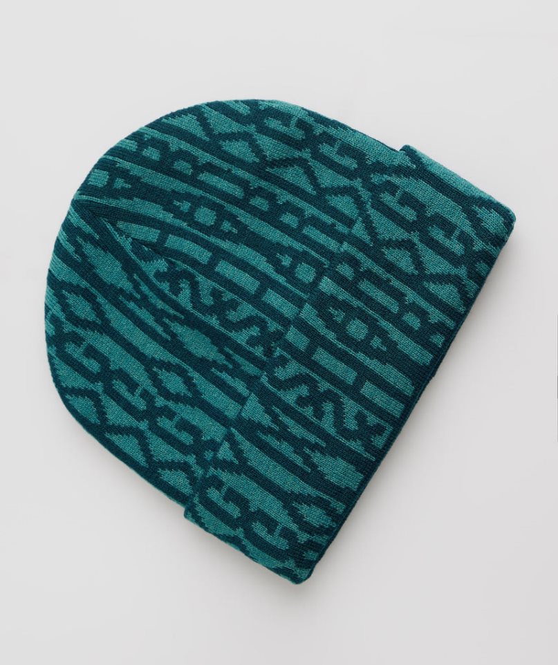 Gymshark Reversable Jacquard Beanie Turquoise | CA 7DN15A